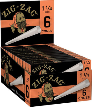 Zig Zag 1-1/4 Size Pre-Rolled Cones 6ct Pack 24ct Box