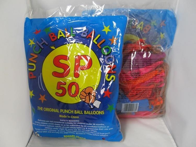 Punch Ball Balloons w/ Rubber Bands 50ct Bag - elevapers