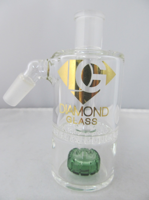 Diamond Glass 14mm 45 degree Green Honey Comb Ash Catcher - elevapers