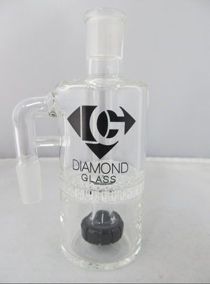 Diamond Glass 14mm 90 degree Black Honey Comb Ash Catcher - elevapers