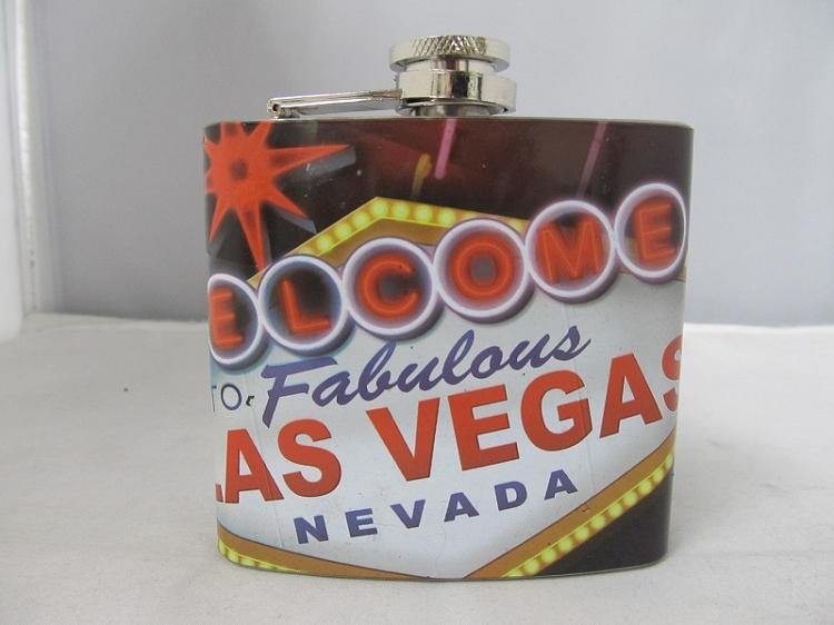6oz Stainless Steel Flask w/ Las Vegas Sign 8ct Display - elevapers