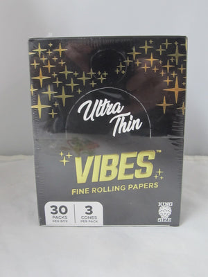 Vibes Fine Rolling Paper 1-1/4 Ultra Thin Cones 6 Cone 30 Pack Display