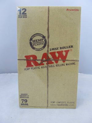 Raw Hemp 2-Way Adjustable Hemp Plastic Cigarette Rolling Machine 79mm 12ct