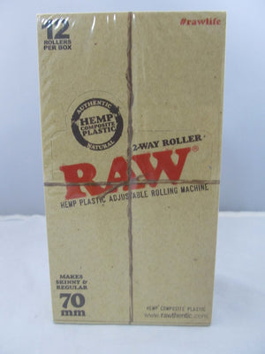 Raw Hemp 2-Way Adjustable Hemp Plastic Cigarette Rolling Machine 70mm 12ct