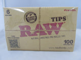 Raw Natural Per-Rolled 100 Tips In Tin 6 Tin Display